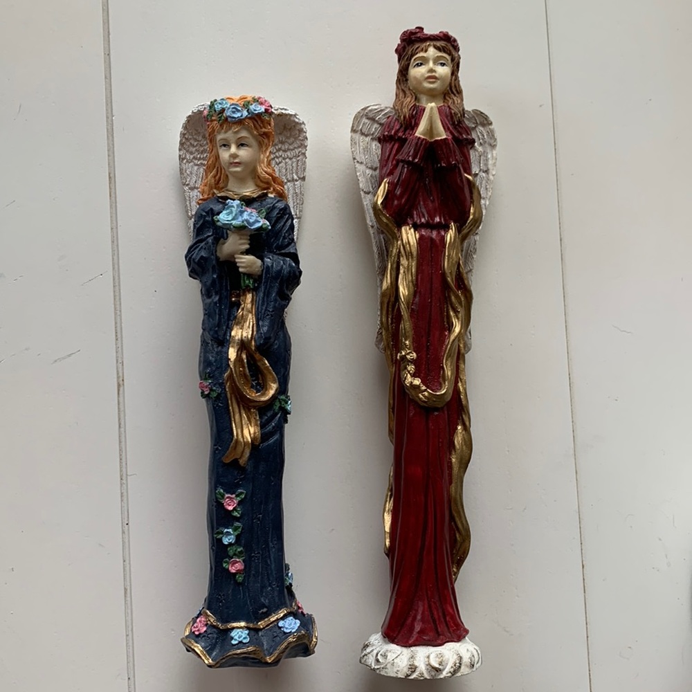 4/$10 Set of two tall pencil angel figurines